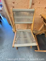 MaxSold Auction: Scandinavian Solid Wood Bistro Table with 2 Beige Rope Chairs - Central Saanich (British Columbia, Canada) PARTNER MANAGED Moving Online Auction - Butler Crescent