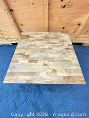 MaxSold Auction: Square Wood Butcher Block Coffee Table with Metal Legs - Central Saanich (British Columbia, Canada) PARTNER MANAGED Moving Online Auction - Butler Crescent
