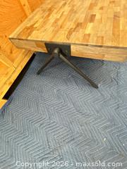 MaxSold Auction: Square Wood Butcher Block Coffee Table with Metal Legs - Central Saanich (British Columbia, Canada) PARTNER MANAGED Moving Online Auction - Butler Crescent