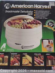 MaxSold Auction: American Harvest Snackmaster 2400 Dehydrator, 4-Tray (Expandable) - Arvada (Colorado, USA) SELLER MANAGED Moving Online Auction - W 54th Lane