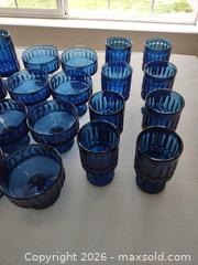 MaxSold Auction: Blue Pressed Ribbed Glass 24-Piece Set - Arvada (Colorado, USA) SELLER MANAGED Moving Online Auction - W 54th Lane