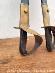 MaxSold Auction: Pair of Black and Brass Navy Sabers with Leather Scabbards, 36–48 in - Tiverton (Rhode Island, USA) SELLER MANAGED Reseller Online Auction -  Main Road