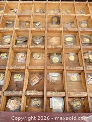 MaxSold Auction: Watch Parts Organizer Cabinet with Labeled Wooden Trays - Tiverton (Rhode Island, USA) SELLER MANAGED Reseller Online Auction -  Main Road