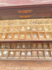 MaxSold Auction: Watch Parts Organizer Cabinet with Labeled Wooden Trays - Tiverton (Rhode Island, USA) SELLER MANAGED Reseller Online Auction -  Main Road