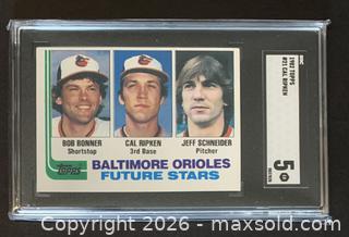MaxSold Auction: Cal Ripken, Jr. 1982 Topps Card #21 Rookie Card Graded 5 - Ajax (Ontario, Canada) SELLER MANAGED Reseller Online Auction - Harwood Ave. N (STORAGE)