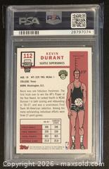 MaxSold Auction: Kevin Durant 2007 Topps Variation Card #112 Rookie Card Graded 9 - Ajax (Ontario, Canada) SELLER MANAGED Reseller Online Auction - Harwood Ave. N (STORAGE)