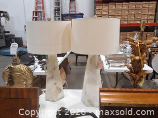 MaxSold Auction: Pair of Marble/Onyx/Alabaster Table Lamps with Brass Hardware - Flower Mound (Texas, USA) PARTNER MANAGED Estate Sale Online Auction - International Parkway