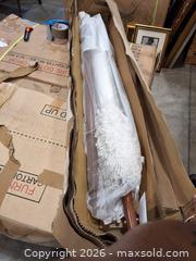 MaxSold Auction: Safavieh Large Patio Umbrella White Canopy Brown Pole - Flower Mound (Texas, USA) PARTNER MANAGED Estate Sale Online Auction - International Parkway