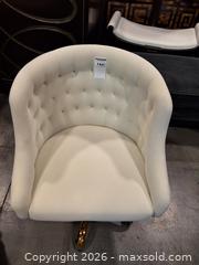MaxSold Auction: Tufted Barrel-Back Office Chair, White Fabric, Gold Metal Base - Flower Mound (Texas, USA) PARTNER MANAGED Estate Sale Online Auction - International Parkway