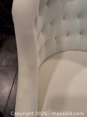 MaxSold Auction: Tufted Barrel-Back Office Chair, White Fabric, Gold Metal Base - Flower Mound (Texas, USA) PARTNER MANAGED Estate Sale Online Auction - International Parkway