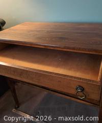 MaxSold Auction: Antique Solid Wood Medium Brown Console Table with 1 Drawer & 2 doors  - Brantford (Ontario, Canada) SELLER MANAGED Estate Sale Online Auction - Baldwin Avenue PART 1