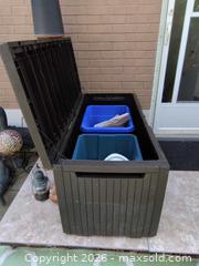 MaxSold Auction: Keter Large Dark Brown Resin Outdoor Storage / Deck Box - Brantford (Ontario, Canada) SELLER MANAGED Estate Sale Online Auction - Baldwin Avenue Part One 