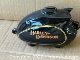 MaxSold Auction: Harley-Davidson Ceramic Piggy Bank with Logo, Black & Gold - Nanaimo (British Columbia, Canada) SELLER MANAGED Estate Sale Online Auction - Elizabeth Street