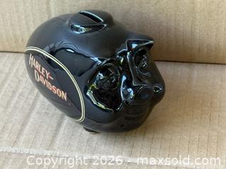 MaxSold Auction: Harley-Davidson Ceramic Piggy Bank with Logo, Black & Gold - Nanaimo (British Columbia, Canada) SELLER MANAGED Estate Sale Online Auction - Elizabeth Street
