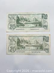 MaxSold Auction: 2 Canadian $20 dollar bills  - Toronto (Ontario, Canada) SELLER MANAGED Downsizing Online Auction -  Longboat Avenue