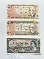 MaxSold Auction: 3 Canadian $100 dollar bills  - Toronto (Ontario, Canada) SELLER MANAGED Downsizing Online Auction -  Longboat Avenue