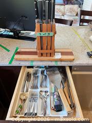 MaxSold Auction: Kitchen Utensils & Cutlery Knife Block Set with Flatware - Oak Bay (British Columbia, Canada) PARTNER MANAGED Moving Online Auction - Victoria Avenue