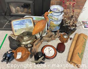 MaxSold Auction: Mixed Decorative Lot: Wooden Bird, Clock, Ceramics, Metalware and more - Oak Bay (British Columbia, Canada) PARTNER MANAGED Moving Online Auction - Victoria Avenue