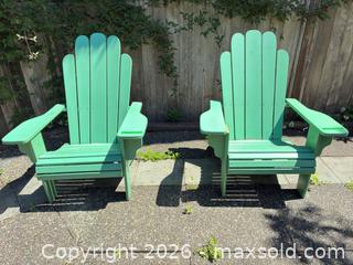 MaxSold Auction: Pair of Green/Teal Wood Adirondack Chairs - Oak Bay (British Columbia, Canada) PARTNER MANAGED Moving Online Auction - Victoria Avenue