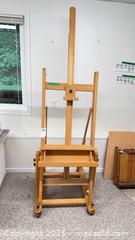 MaxSold Auction: Solid Wood H-Frame Studio Easel with Adjustable Mast & Wheels - Oak Bay (British Columbia, Canada) PARTNER MANAGED Moving Online Auction - Victoria Avenue