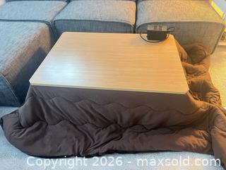MaxSold Auction: Sk Japan Heated Kotatsu Table Light Oak with Removable Top - Oakland (California, USA) SELLER MANAGED Downsizing Online Auction - Carrington Street
