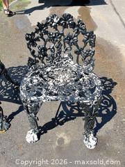 MaxSold Auction: Cast Iron Patio Furniture Set — 1 Chair, Bench, Table, Plant Stand - Kitchener (Ontario, Canada) SELLER MANAGED Downsizing Online Auction - Mckenzie Avenue