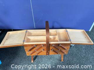 MaxSold Auction: Vintage Brown Wood Cantilever Sewing Box, Medium - Kitchener (Ontario, Canada) SELLER MANAGED Downsizing Online Auction - Mckenzie Avenue