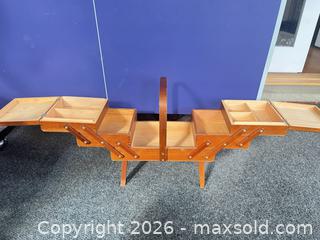 MaxSold Auction: Vintage Brown Wood Cantilever Sewing Box, Medium - Kitchener (Ontario, Canada) SELLER MANAGED Downsizing Online Auction - Mckenzie Avenue