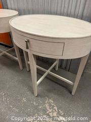 MaxSold Auction: Pair of Bernhardt East Hampton Oval Nightstands, Cerused Linen - Miami (Florida, USA) PARTNER MANAGED Downsizing Online Auction - North West 5th Street (STORAGE)