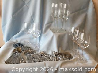 MaxSold Auction: Stainless 40 Piece flatware set, 8 wine glasses  - Saanich (British Columbia, Canada) SELLER MANAGED Estate Sale Online Auction - Patricia Bay Highway