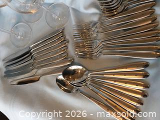 MaxSold Auction: Stainless 40 Piece flatware set, 8 wine glasses  - Saanich (British Columbia, Canada) SELLER MANAGED Estate Sale Online Auction - Patricia Bay Highway