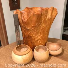 MaxSold Auction: Tree trunk vessel and wood bowls  - Saanich (British Columbia, Canada) SELLER MANAGED Estate Sale Online Auction - Patricia Bay Highway