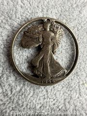 MaxSold Auction: 1944 Walking Liberty Half Dollar Coin Pendant Silver - San Jose (California, USA) PARTNER MANAGED Estate Sale Online Auction -  E Humboldt