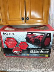 MaxSold Auction: Sony ZS-H10CP CD Boombox Portable Stereo - Red/Black - San Jose (California, USA) PARTNER MANAGED Estate Sale Online Auction -  E Humboldt