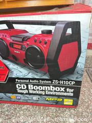 MaxSold Auction: Sony ZS-H10CP CD Boombox Portable Stereo - Red/Black - San Jose (California, USA) PARTNER MANAGED Estate Sale Online Auction -  E Humboldt