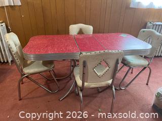 MaxSold Auction: Mid-Century Modern Retro Style Red Formica Dining Table and Chairs Set - Kingston (Ontario, Canada) PARTNER MANAGED Downsizing Online Auction - Princess Street (STORAGE)