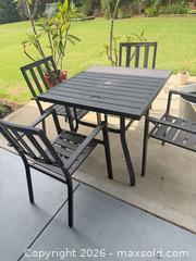 MaxSold Auction: Black/Charcoal Aluminum Patio Dining Set, Seats 4 - Fuquay-Varina (North Carolina, USA) PARTNER MANAGED Downsizing Online Auction - Dairy Glen Drive