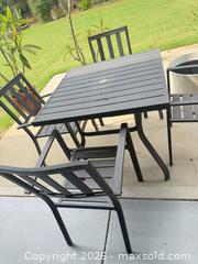 MaxSold Auction: Black/Charcoal Aluminum Patio Dining Set, Seats 4 - Fuquay-Varina (North Carolina, USA) PARTNER MANAGED Downsizing Online Auction - Dairy Glen Drive