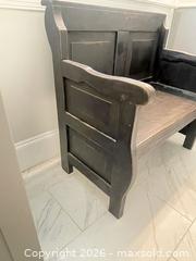 MaxSold Auction: Wood Rustic Farmhouse Bench with Arms & Backrest, 32 in Wide - Fuquay-Varina (North Carolina, USA) PARTNER MANAGED Downsizing Online Auction - Dairy Glen Drive