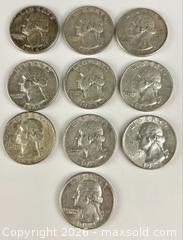 MaxSold Auction: Ten Washington U.S. Silver Quarter Dollars - Campbell (California, USA) PARTNER MANAGED Estate Sale Online Auction -  Dell Avenue