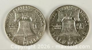 MaxSold Auction: Two Franklin U.S. Silver Half Dollars - Campbell (California, USA) PARTNER MANAGED Estate Sale Online Auction -  Dell Avenue