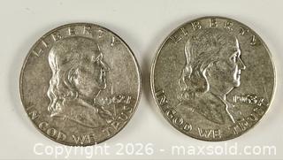 MaxSold Auction: Two Franklin U.S. Silver Half Dollars - Campbell (California, USA) PARTNER MANAGED Estate Sale Online Auction -  Dell Avenue