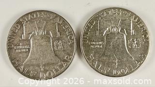 MaxSold Auction: Two Franklin U.S. Silver Half Dollars - Campbell (California, USA) PARTNER MANAGED Estate Sale Online Auction -  Dell Avenue