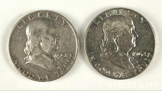 MaxSold Auction: Two Franklin U.S. Silver Half Dollars - Campbell (California, USA) PARTNER MANAGED Estate Sale Online Auction -  Dell Avenue