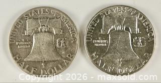 MaxSold Auction: Two Franklin U.S. Silver Half Dollars - Campbell (California, USA) PARTNER MANAGED Estate Sale Online Auction -  Dell Avenue