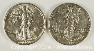 MaxSold Auction: Two Walking Liberty U.S. Silver Half Dollars - Campbell (California, USA) PARTNER MANAGED Estate Sale Online Auction -  Dell Avenue