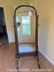 MaxSold Auction: Oak Free-Standing Cheval Full-Length Mirror, Dark Brown - Saanich (British Columbia, Canada) PARTNER MANAGED Downsizing Online Auction - Marsett Place