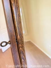 MaxSold Auction: Oak Free-Standing Cheval Full-Length Mirror, Dark Brown - Saanich (British Columbia, Canada) PARTNER MANAGED Downsizing Online Auction - Marsett Place