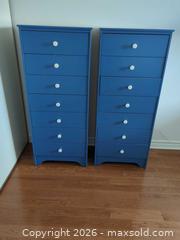 MaxSold Auction: Pair of Blue Tall Chest of Drawers, 7-Drawer Engineered Wood - Ottawa (Ontario, Canada) SELLER MANAGED Estate Sale Online Auction - Bramblegrove Crescent
