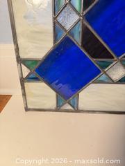 MaxSold Auction: Large Geometric Stained Glass Panel, Cobalt Blue & Green - Bremerton (Washington, USA) SELLER MANAGED Estate Sale Online Auction - Burwell Street